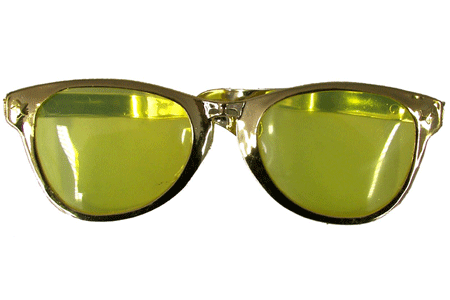 Mega gouden bril met gele glazen